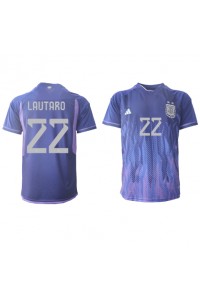 Argentiina Lautaro Martinez #22 Jalkapallovaatteet Vieraspaita MM-kisat 2022 Lyhythihainen